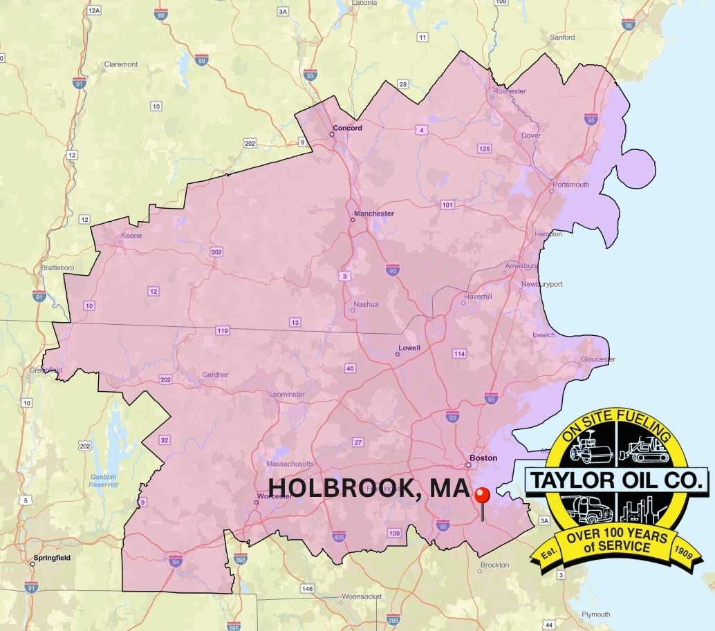 Taylor Oil Co Holbrook MA coverage map